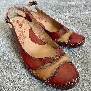 Pikolinos Sandia DF 818-8806 Red Leather Slingback Wedge Sandals Spain 40/9.5